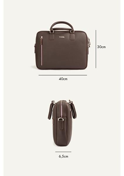 Unisex Vegan Deri Laptop Bölmeli 15,6 Inç Dik Fermuarlı Evrak Çantası