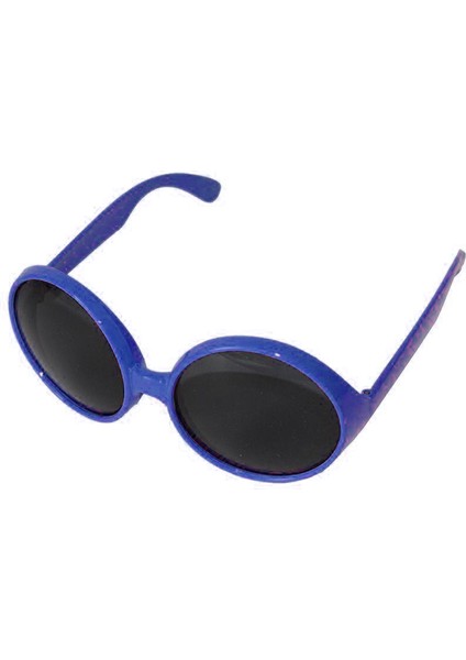 Allzey Yuvarlak Yeşilçam 80 Li 90 Lı Yıllar Parti Gözlüğü Retro Mavi Renk