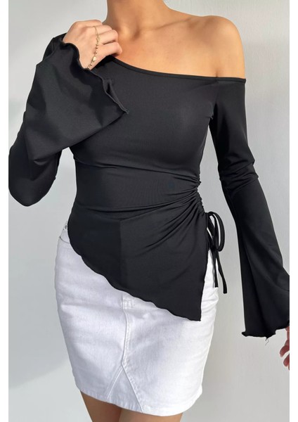 Bel Büzgülü Asimetrik Kesim Kadın Bluz P-00018456 fiyatları