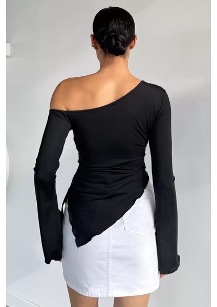 Bel Büzgülü Asimetrik Kesim Kadın Bluz P-00018456 fırsatları