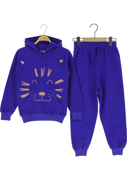 Aslan Baskılı Kapüşonlu Iki Iplik Şardonlu Eşofman Takım - Atabay - ATA30682.0 - Saks - 5 Yaş - ATA30682.0-SAKS-5 Yaş Saks