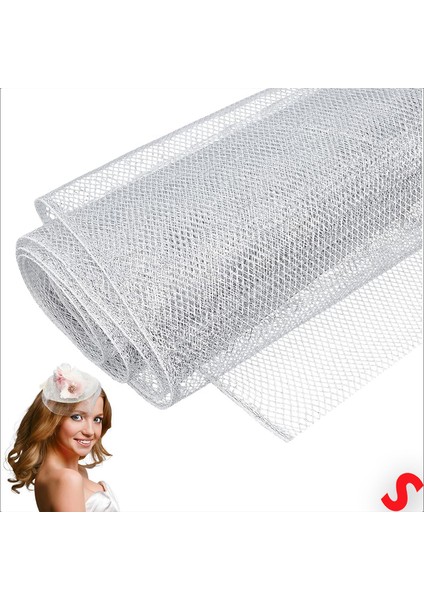 Simli Örgü File Rulo Tül, 73 cm x 8 mt - Gümüş