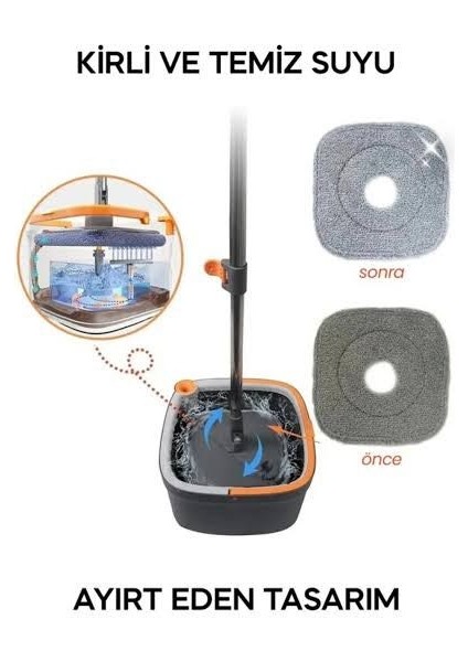Clean Pro Mop Temizlik Seti Temiz Kirli Suyu Ayırma Özellikli Mop fiyatları