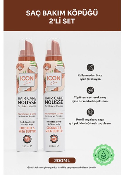 Icon Care Saç Bakım Köpüğü Coconut & Shea Butter 2'li Set modelleri
