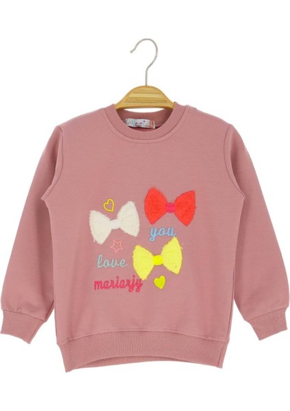 Fiyonk Nakışlı Iki Iplik Sweatshırt - Gül Kurusu - 5 Yaş - NSL402-GÜL Kurusu-5 Yaş Gül Kurusu