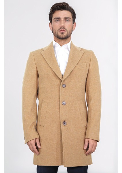 Üç Düğmeli Mono Yaka Yün ve Kaşmir Karışımlı Camel Kaban fiyatları