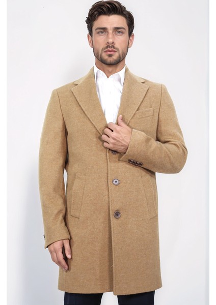 Üç Düğmeli Mono Yaka Yün ve Kaşmir Karışımlı Camel Kaban indirimleri
