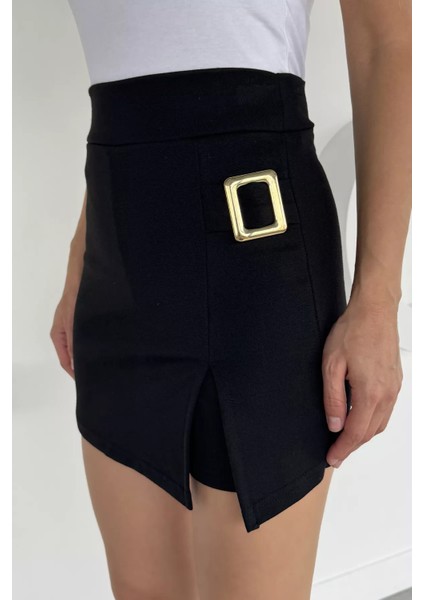 Kadın Gold Toka Detaylı Mini Şort Etek P-00018437 modelleri