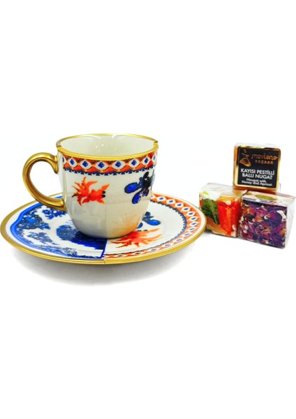 Iki Desenli Rustik 6’lı Kahve Takımı