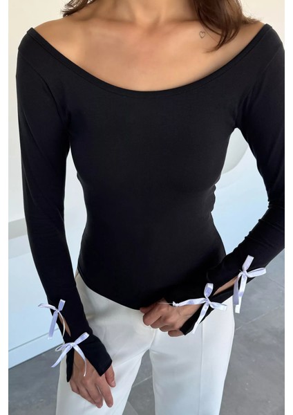 Kadın Kol Ucu Fiyonk Detaylı Likralı Bluz P-00018439 modelleri