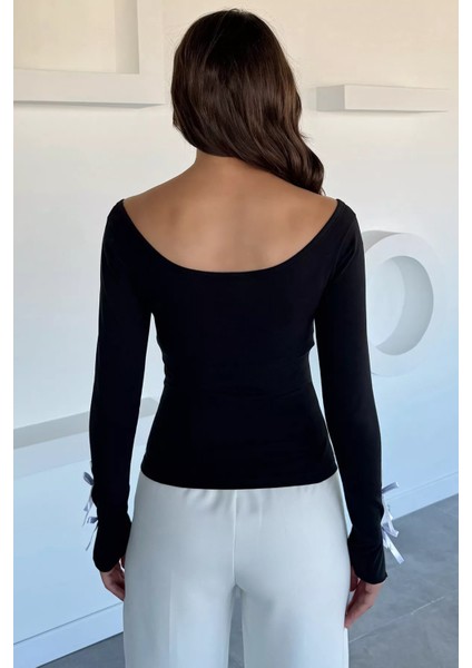 Kadın Kol Ucu Fiyonk Detaylı Likralı Bluz P-00018439 fırsatları