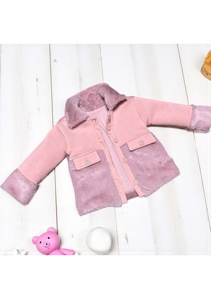 Kürk Detaylı Kız Bebek Mont - Pembe - 9 Ay Pembe