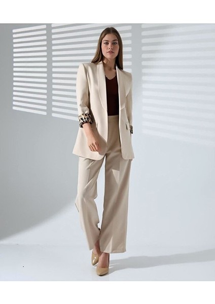 Kadın Normal Kalıp Içi Leopar Desem Hürrem Blazer Ceket