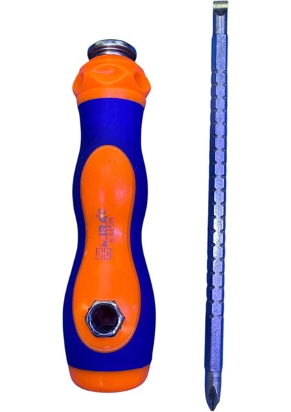 Çok Amaçlı Çift Uçlu Tornavida | Yıldız & Düz Uç | Çift Yuvalı Ergonomik Sap