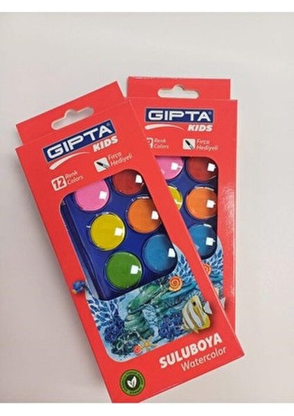 12 Renk Büyük Boy Sulu Boya Canlı Renkler ile Yüksek Kalite 12 Adet modelleri