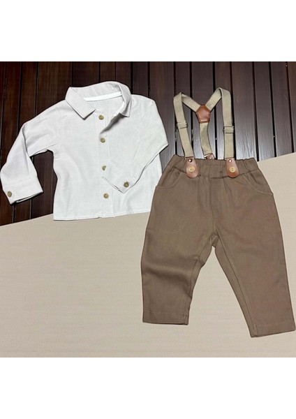 Askılı Pantolonlu Alt Üst Takım - Bej - 12 Ay Bej