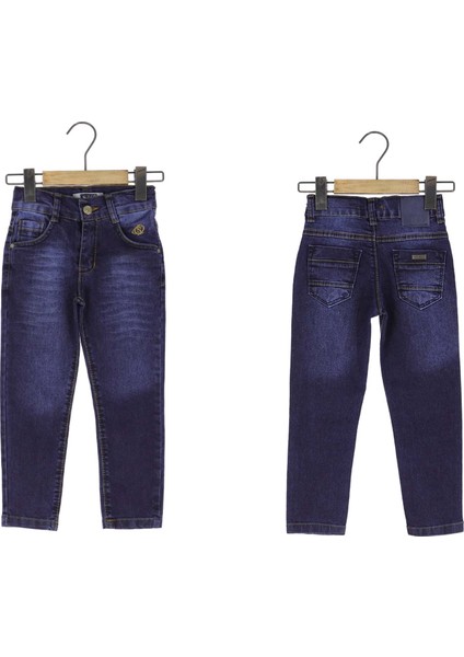 Kemerli Fermuarlı Basıc Denım Pantolon - Lacivert - 4 Yaş Lacivert