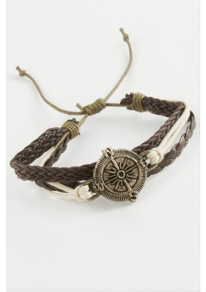 Msa-Shop Metal Aparatlı Vinlex Deri Bileklik-Kahverengi fiyatları