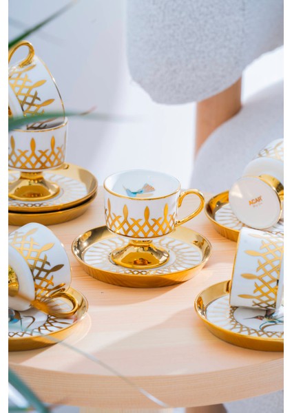 Leoni 6 Kişilik Kahve Fincan Takımı | 90 ml Porselen Fincan ve Tabak Seti fırsatları