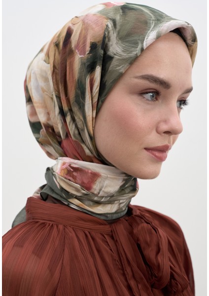 Mıdnıght Floral Desen Pamuklu Viskon Eşarp Haki fırsatları