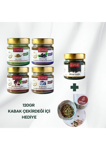 4lü Ezme Seti ve Siyah Tahin +Hediye 120GR Kabak Çekirdeği Içi