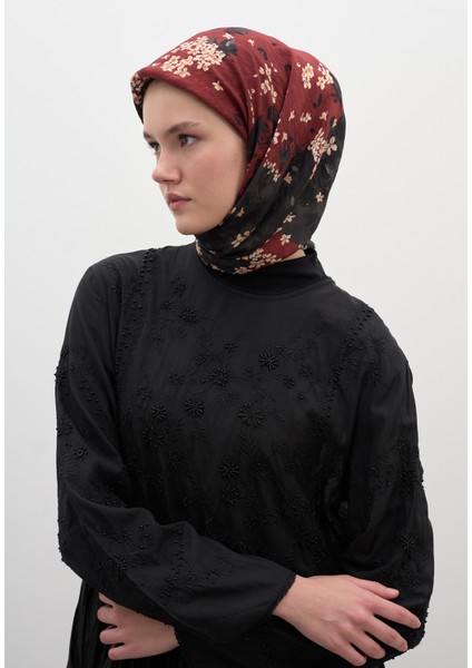 Tıny Plumerıa Desen Pamuklu Viskon Eşarp Kırmızı fiyatları