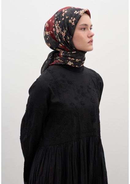 Tıny Plumerıa Desen Pamuklu Viskon Eşarp Kırmızı fırsatları