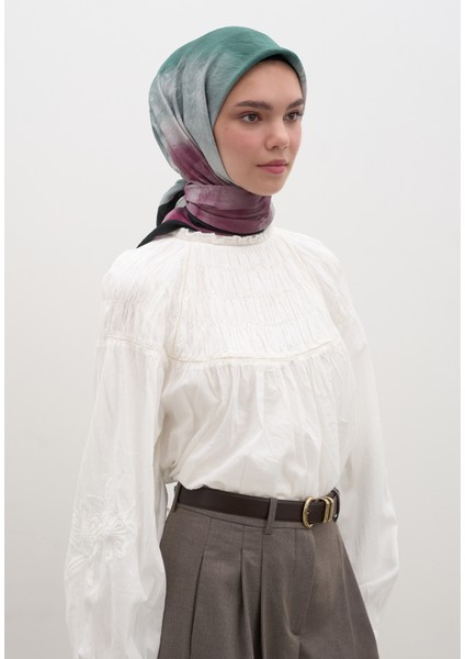 Ombre Desen Pamuklu Viskon Eşarp Mint Yeşili
