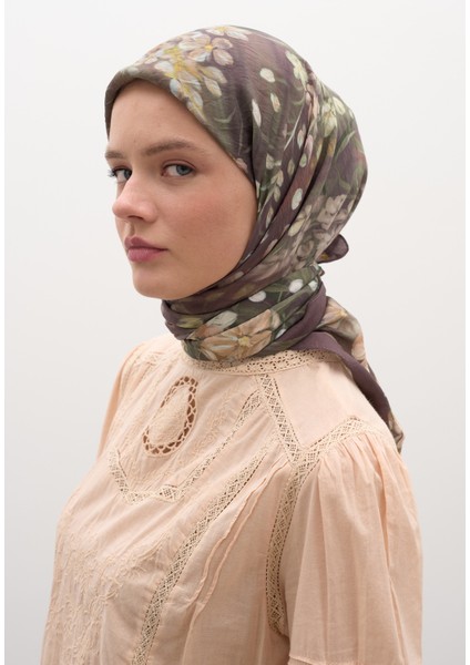 Wısterıa Desen Pamuklu Viskon Eşarp Tozlu Kahve fiyatları