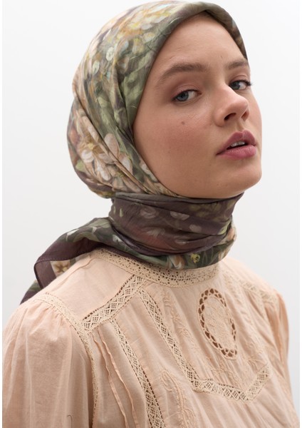 Wısterıa Desen Pamuklu Viskon Eşarp Tozlu Kahve fırsatları