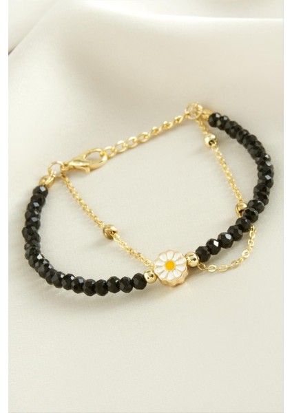 Msa-Shop Papatya Zincir Kristal Bileklik-Siyah fiyatları