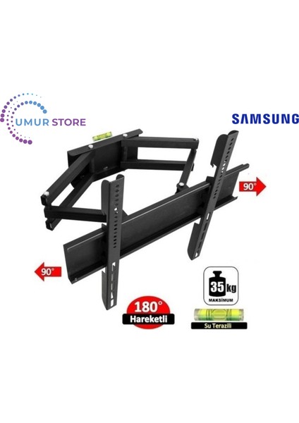 Qe 55Q7F5 55” 4K UHD Smart QLED Uydu Alıcılı 32- 55 Inç Çift Kollu Hareketli LCD LED Tv Askı Aparatı