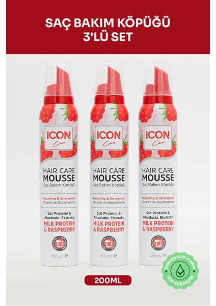 Icon Care Saç Bakım Köpüğü Mılk Proteın & Raspberry 3'lü Set fırsatları