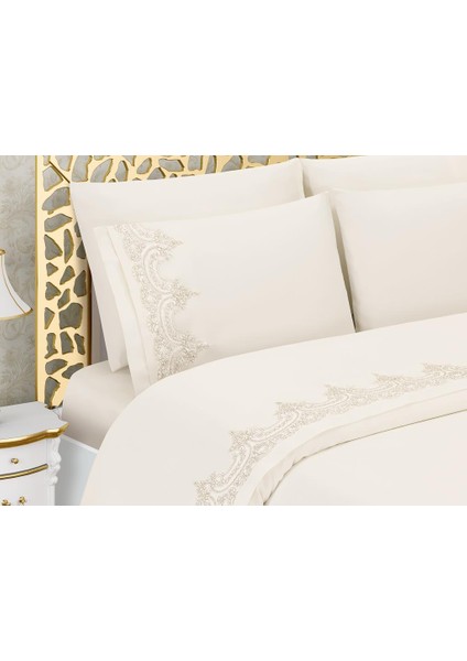 Şevval Fransız Güpürlü Çeyizlik Nevresim Takımı Krem fiyatları