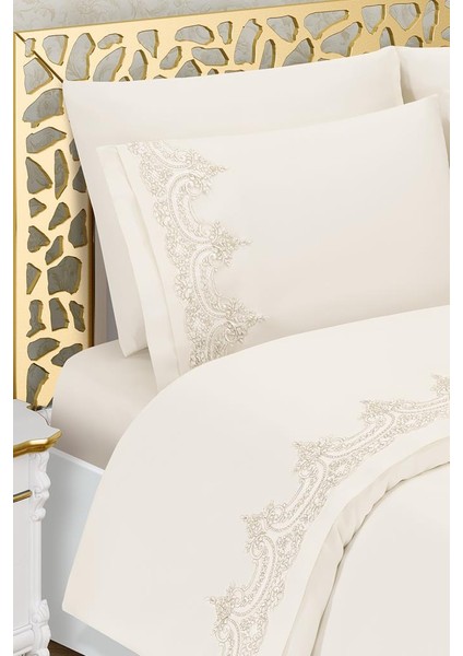 Şevval Fransız Güpürlü Çeyizlik Nevresim Takımı Krem fırsatları