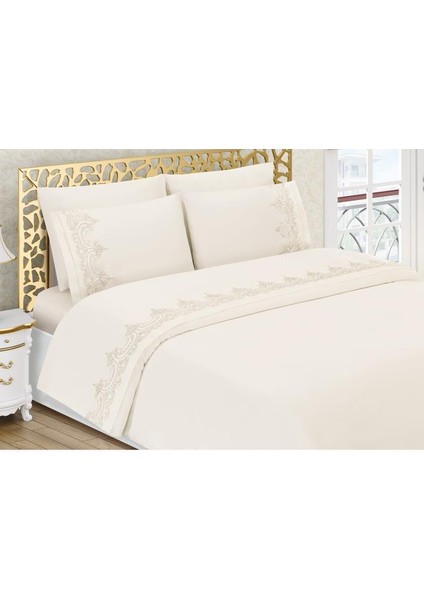 Şevval Fransız Güpürlü Çeyizlik Nevresim Takımı Krem indirimleri