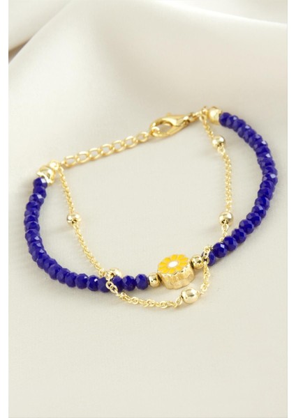 Msa-Shop Papatya Zincir Kristal Bileklik-Mavi fiyatları