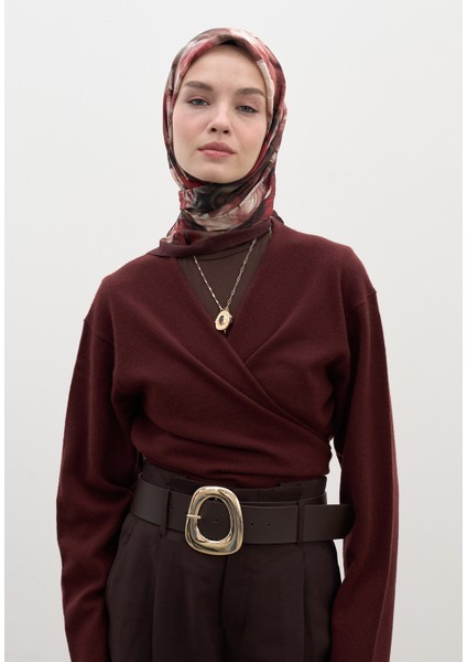 Mıdnıght Floral Desen Pamuklu Viskon Eşarp Bordo fırsatları