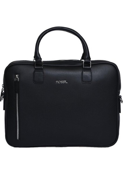 Unisex Vegan Deri Laptop Bölmeli 15,6 Inç Dik Fermuarlı Evrak Çantası