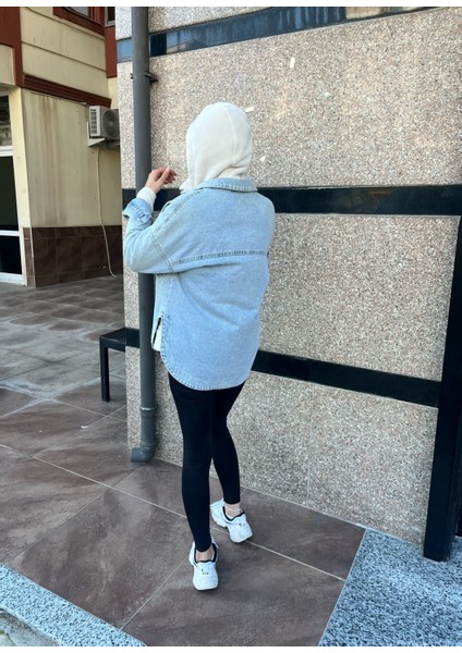 Buz Maavisi Cep Detaylı Kadın Kot Ceket fırsatları