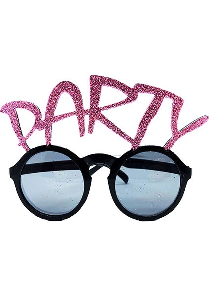 Allzey Party Yazılı Simli Pembe Renk Parti Gözlüğü 15X7 cm
