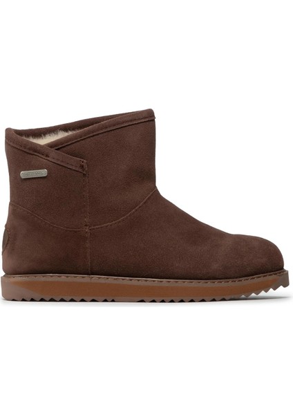 Leather Dofida Mini Waterproof Boot Kadın Koyun Derisi Koyun Kürkü Su Geçirmez Bot Kahverengi