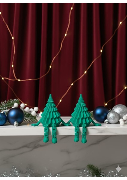 Ceresshop Mini Yılbaşı Çam Ağacı Dekoru – Sallanan Bacaklı Ikili Set Yeşil indirimleri