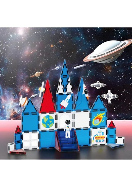 Manyetilk Tiles Uzay Seti 39 Parça Manyetik Yapı Magnetic Bloklar fırsatları