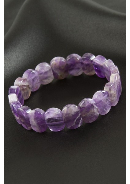 Oval Kesim Orjinal Ametist Doğaltaşlı Bileklik
