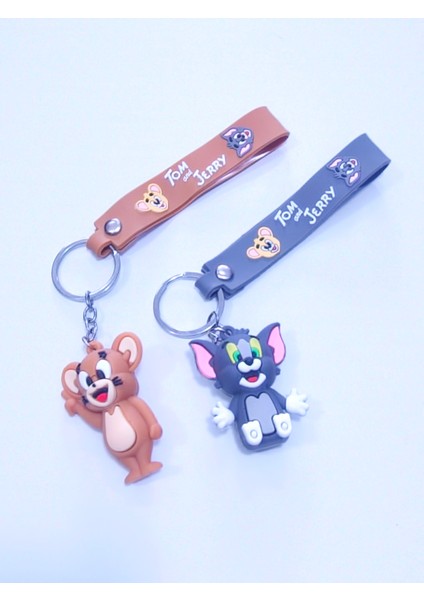 Anahtarlık Çanta Aksesuarı Tom&jerry Ikilisi 3D Silikon Anahtarlik modelleri