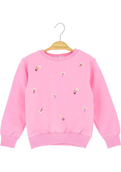 Küçük Papatyalar Nakışlı Iki Iplik Şardonlu Sweatshırt - Pembe - 1 Yaş - ERL50686.0-PEMBE-1 Yaş Pembe