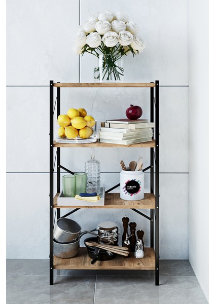 Metal Mutfak Rafı Malzeme Dolabı 4 Raflı Mikrodalga Fırın Rafı Çok Amaçlı Dolap Raf