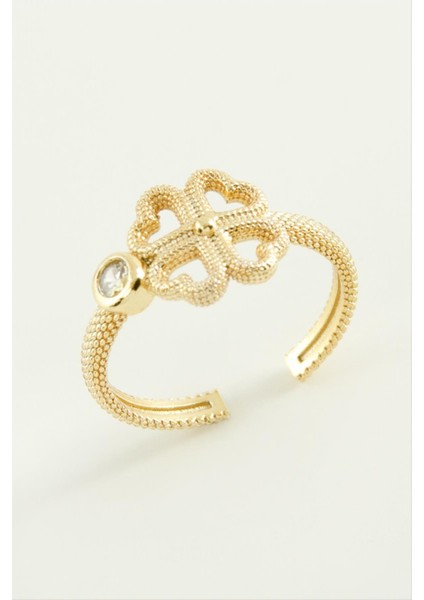 Msa-Shop Yonca Metal Yüzük-Gümüş Rengi