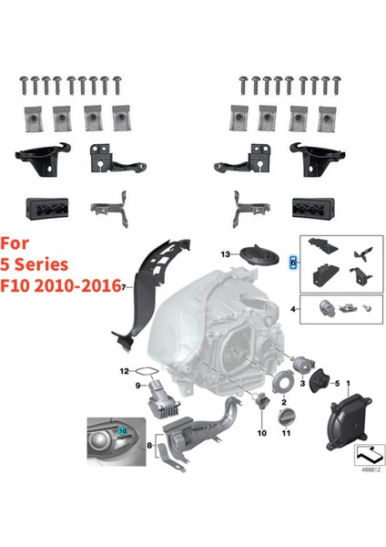1paır Ön Far Braketi Onarım Montaj Kitleri Bmw 5 Serisi F10-2016 F07 F11 F18 63117343917 63117343918 (Yurt Dışından) fiyatları